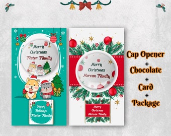 Ouvre-bouchon, Chocolat de Noël personnalisé, Cadeaux de fête de Noël, Cadeaux de Noël en vrac, Mini chocolat