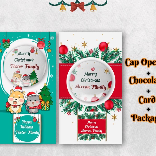 Cap Opener, Personalized Christmas Chocolate, Christmas Party Favors, Holidays Favors, Bulk Christmas Gifts, Mini Chocolate