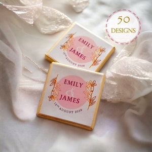 50 Designs Wedding Chocolate Favors, Custom Milk and Dark Chocolate, Engagement Chocolate, Party Favors