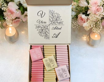 50 Personalized Wedding Chocolates, Wedding Favors, Customized Chocolate, Wedding Favours, Engagement Chocolate, Favors for Guests, Party