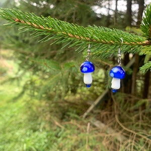 Blue Mushroom Earrings