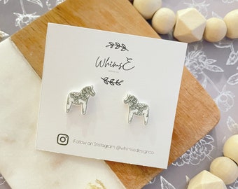 Swedish Dala Horse Stud Earrings