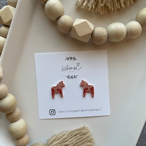 Swedish Dala Horse Stud Earrings