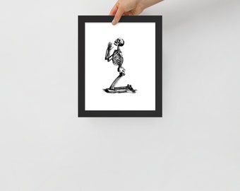 Framed Praying Hands Skeleton Print