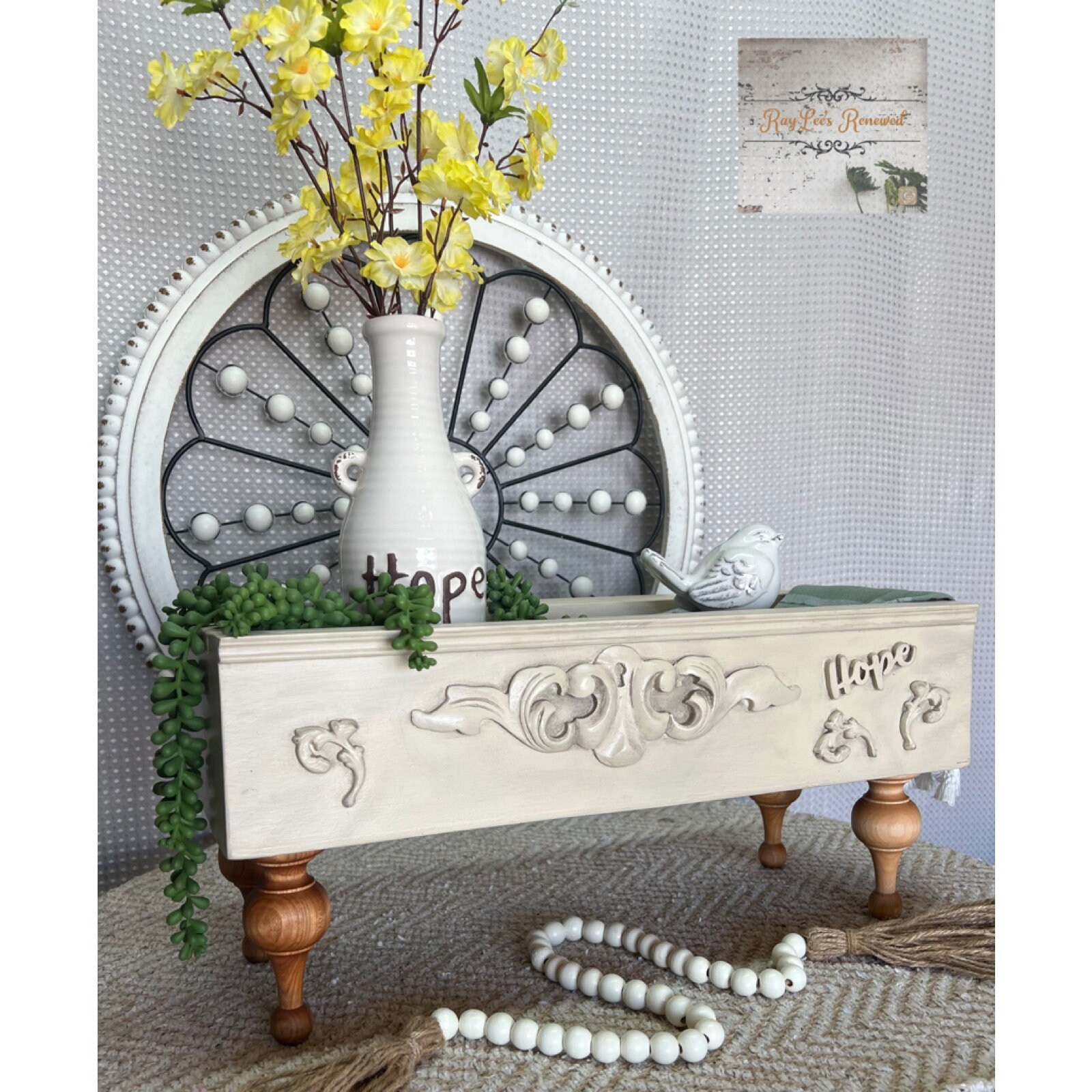 Farmhouse Table Riser Tray, Decorative Wood Box, Table Decor, Table