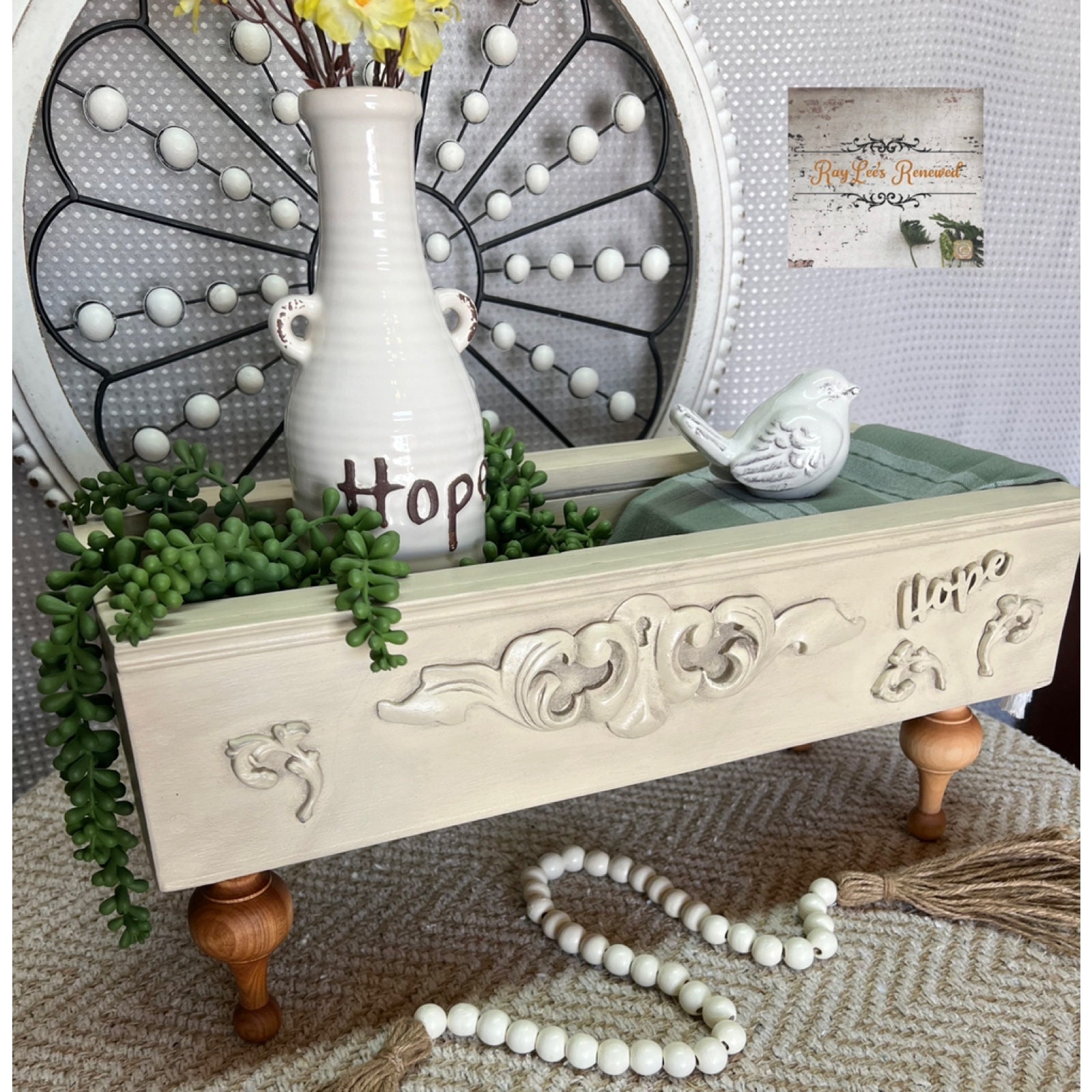 Farmhouse Table Riser Tray, Decorative Wood Box, Table Decor, Table