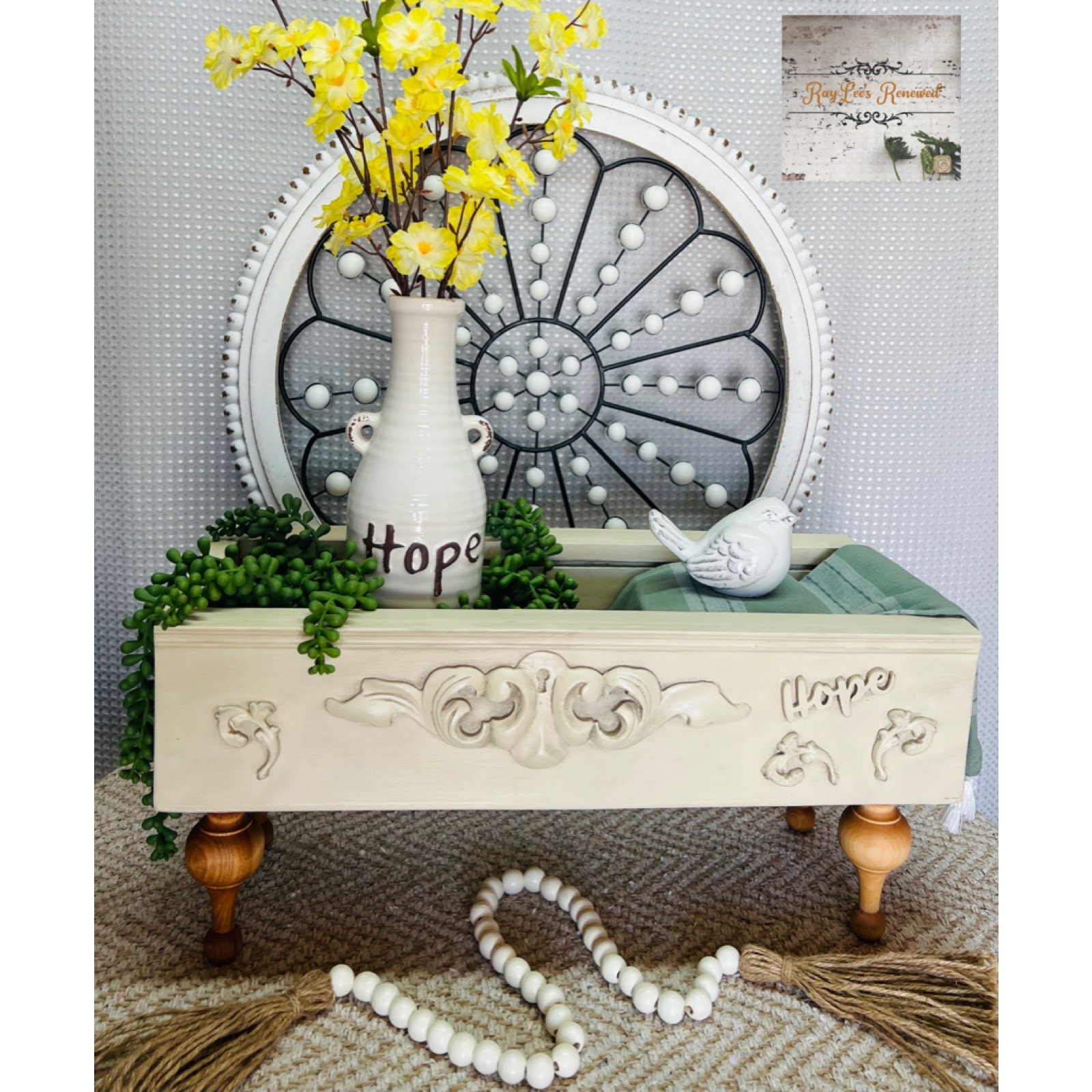 Farmhouse Table Riser Tray, Decorative Wood Box, Table Decor, Table