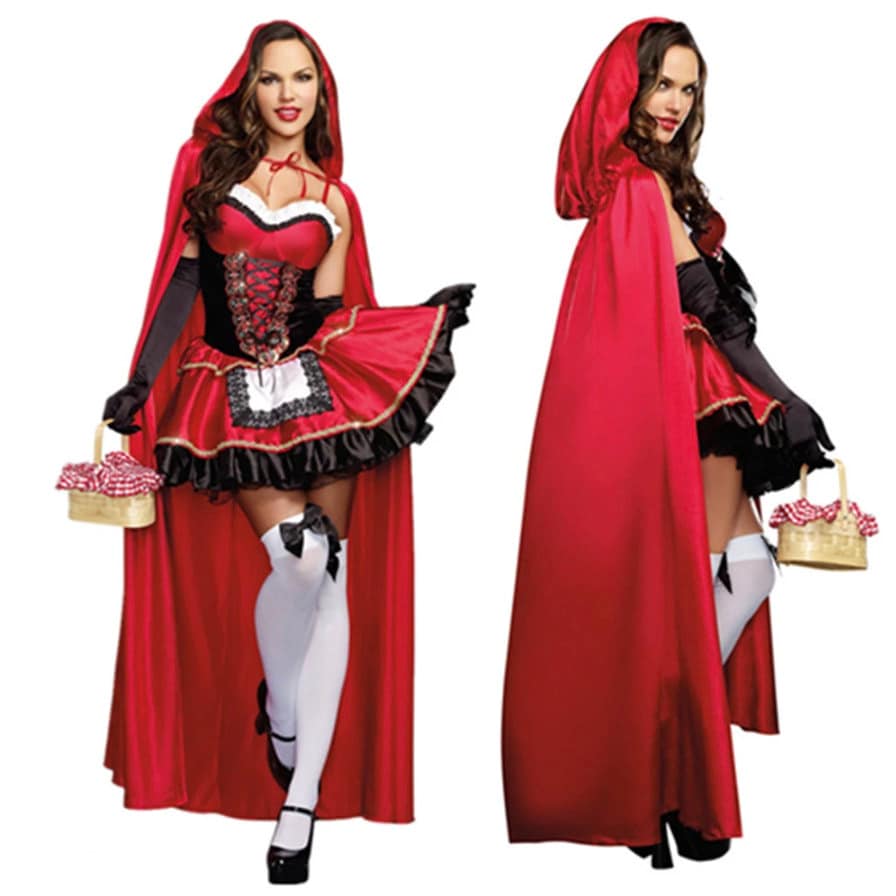 Little Red Riding Hood Sexy Vinyl Corset Cape Costume Set