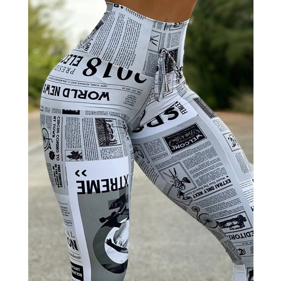 Newspaper print best sale leggings