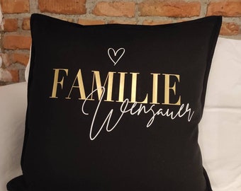 Pillow "FAMILY" personalized, pillowcase / partner, wedding, anniversary, wedding day, couple, pair, moving