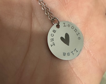 Kette mit Anhänger graviert und personalisiert - Kette für Mama/Oma/Paar zum Valentinstag, Geburtstag, Muttertag, individuelle Gravur