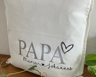 Kissen / Kissenhülle "PAPA" personalisiert - mit Kindernamen