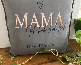 Pillow / pillowcase "MAMA I love you" personalized - with children's names