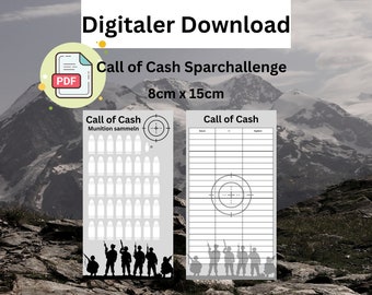 Call of Cash Sparchallenge / Digitaler Download / passend für A6 Umschläge / 8cm x 15cm / PDF-Datei A4