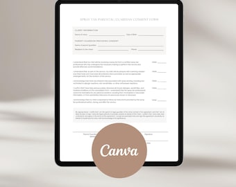 Spray Tan Parental Consent Form Template, Minor Consent Waiver