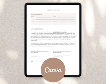 Model Photography Release Agreement Form Template | Printable Model Release | Sunless Tanning | Spray Tan Business