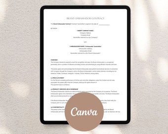 Brand Ambassador Agreement Contract | Social Media Influencer Agreement | Spray Tan Business Forms
