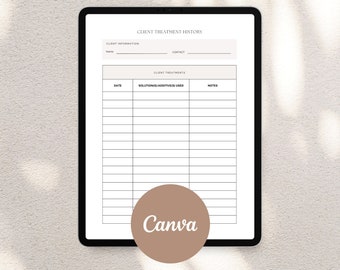 Spray Tan Client History Template | Treatment Form | Intake Form | Spray Tan Business | Canva Template