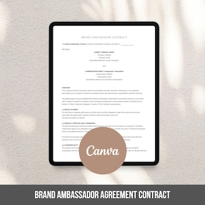 Brand Ambassador Agreement Contract | Social Media Influencer Agreement | Spray Tan Business Forms