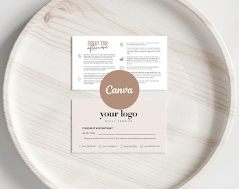 Spray Tan Aftercare Card Template: Salon Appointment Reminder (Canva)