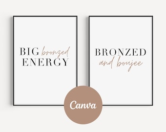 Spray Tan Salon Prints: Bronzed Energy & Boujee Decor (Digital Download)