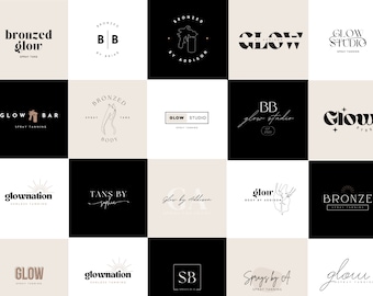 Spray Tan Logo Templates: 30 Editable Neutral Designs (Canva)