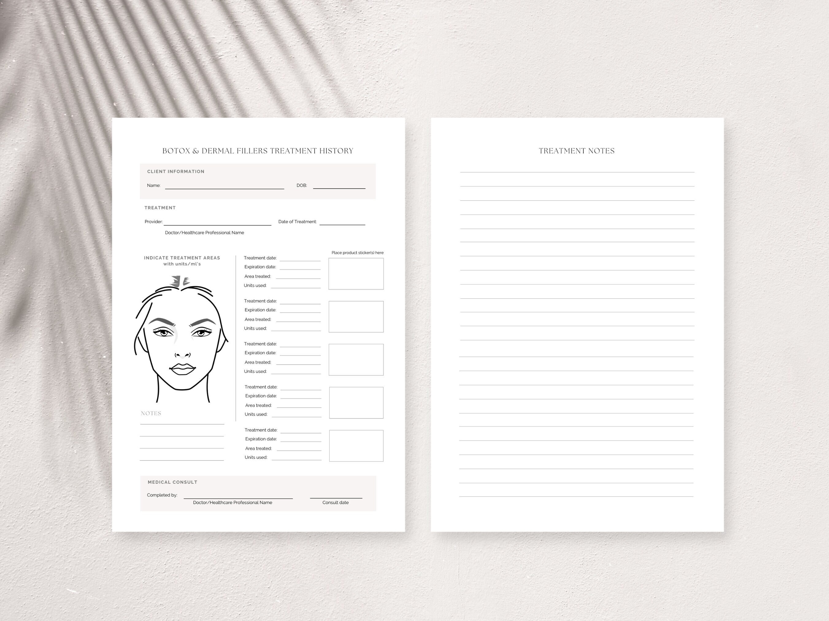 Botox Treatment Business Client Waiver Forms Kit Cosmetic Nurse