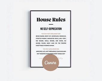 Spray Tan Studio Decor: House Rules Poster Canva Template