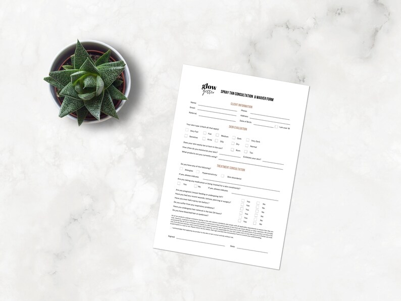 Spray Tan Consent Form Template Spray Tanning Business - Etsy