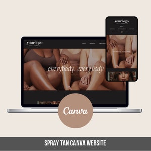 Spray Tan CANVA Website Template | Spray Tanning Business Website | Body Positive