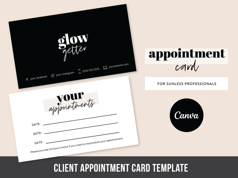 Spray Tan Appointment Business Card Template Beauty Appointment Cards
