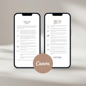 Plantilla de atención al cliente para bronceado en aerosol: Instrucciones previas y posteriores a Instagram (Editable en Canva)