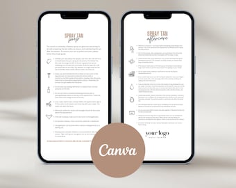 Spray Tan Client Care Template: Instagram Pre & Post Instructions (Canva Editable)