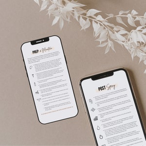 Modèle virtuel d'entretien client pour le bronzage en spray - Instructions Instagram avant et après le bronzage - Boostez votre activité de bronzage en spray