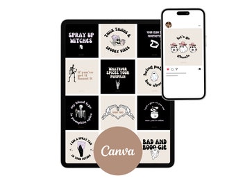 Halloween Spray Tan Instagram Templates: 31 Canva Posts & Stories