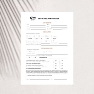 Spray Tan Consent Form Template Spray Tanning Business - Etsy
