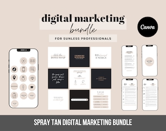 Spray Tan Business Marketing Bundle: Canva Templates (Digital Download)