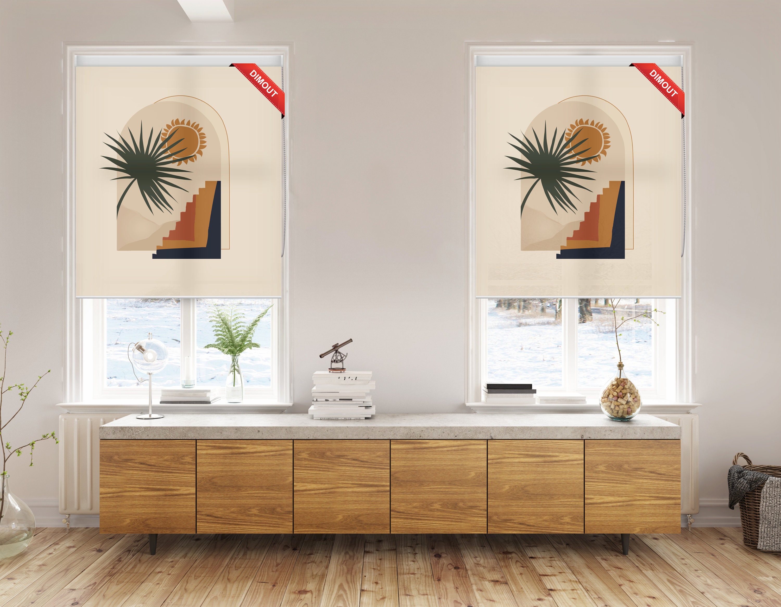 Bohemian Roller Shades With Pine Tree Retro Roller Blinds - Etsy