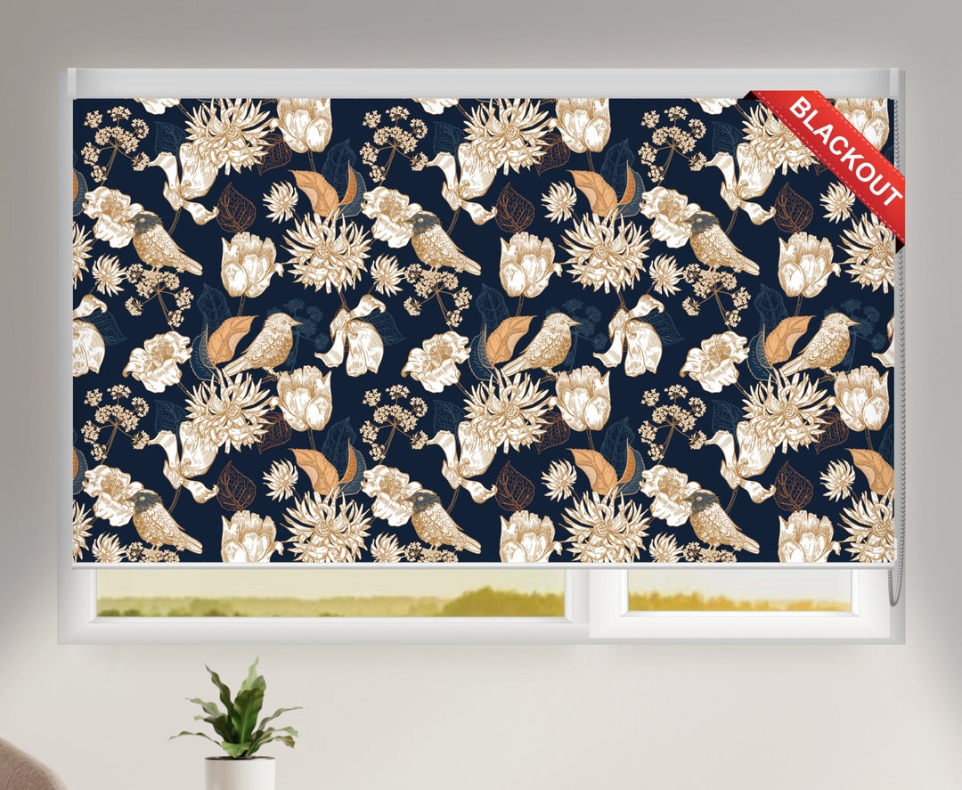 Flowers and Birds Roller Shades Vintage Background Roller Etsy