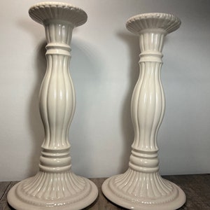 Vintage White Ceramic Candle Holders