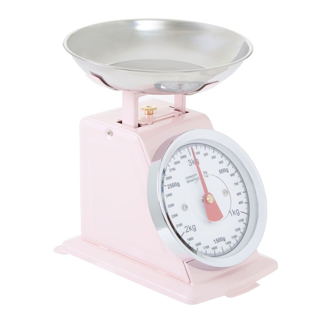 Compact Chrome Kitchen Weighing Scale 3kg Measurement Cooking Baking Gadget  Grams Kilograms Pounds Metric Imperial Mechanical Kitchenware 