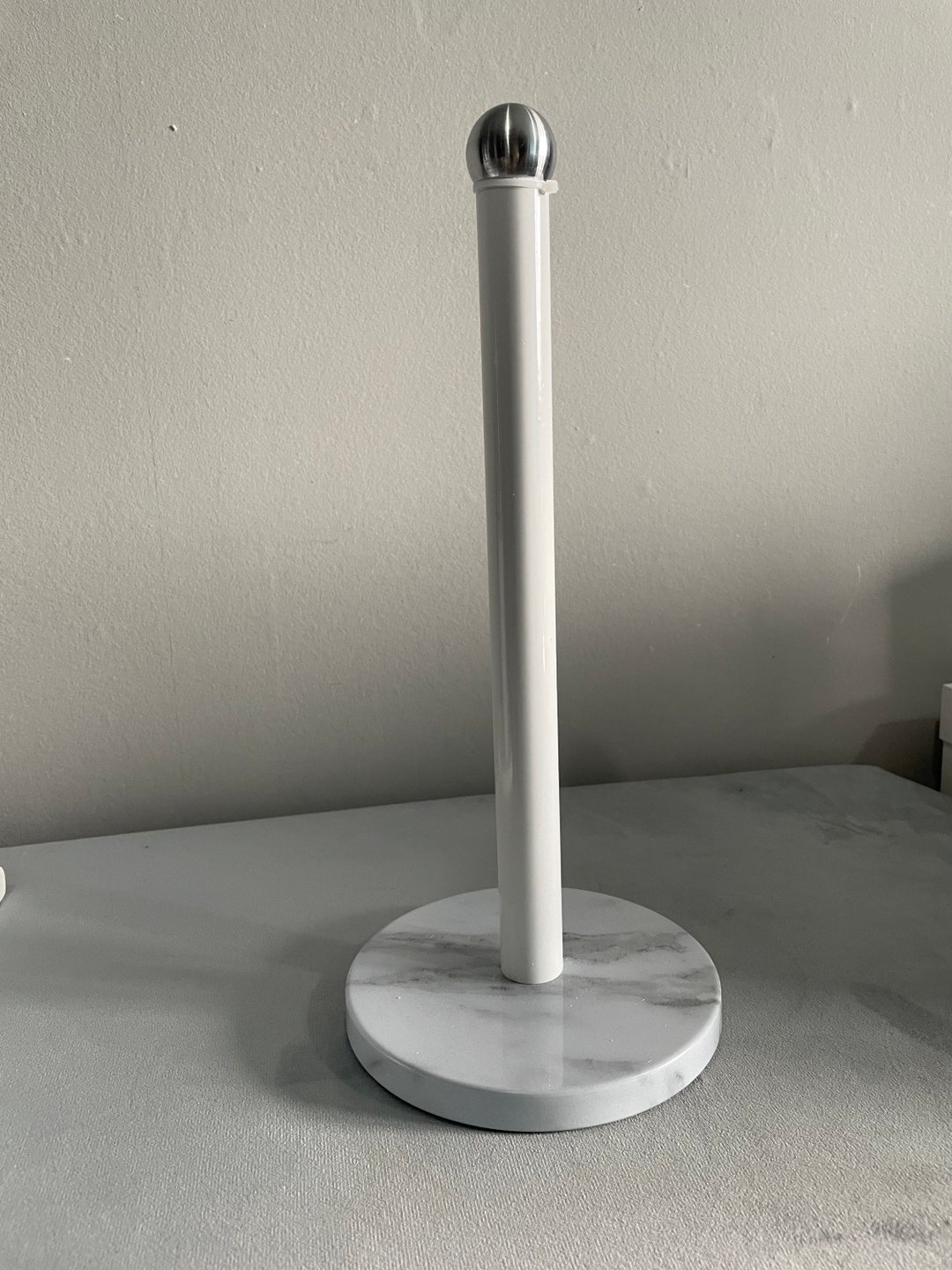 White/grey Marble Effect Kitchen Roll Holder Etsy