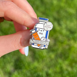 Clot Busters! tPA & TNK - Hard Enamel Pin, Cute Medical Nurse, Doctor, Pharmacist, Student, Grad Gift, ICU, ER, Emergency Medicine, Lytic