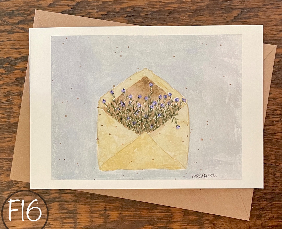 Watercolor Flower Greeting Card, Handmade Blank Notecard - Etsy