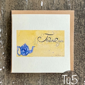 Bedankkaarten, 3 "x3", Maak uw eigen set van 10, Bestel een set van dezelfde kaart, Bedrukte handgeschilderde aquarel, Lege notitiekaart, Gevouwen, Eco