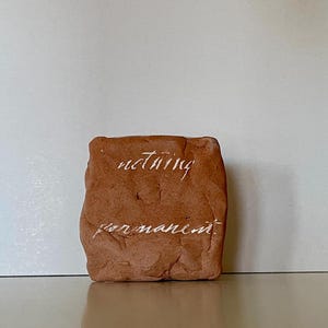 Ceramic Old Book, Paperweights, Bookends, Terracotta - Nothing Permanent, Decorative Pottery Book, Home Gift, Stoneware