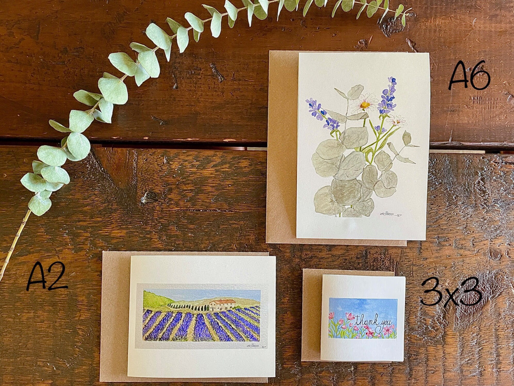 Hand-painted Watercolor Thank You Cards, 3x3, Custom Set - Etsy