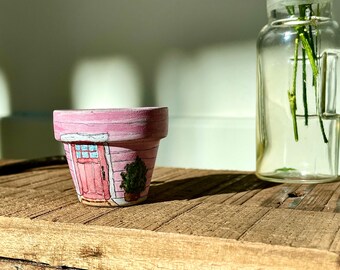 Hand-Painted Terracotta Pot: Park City House, Succulent Planter
