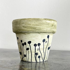 Hand painted pot watercolor, Small Terracotta pot, indoor planter, perfect for succulents, sealed