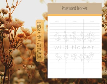 Wildflower Password Tracker Printable | Password Keeper Log (Digital Download)